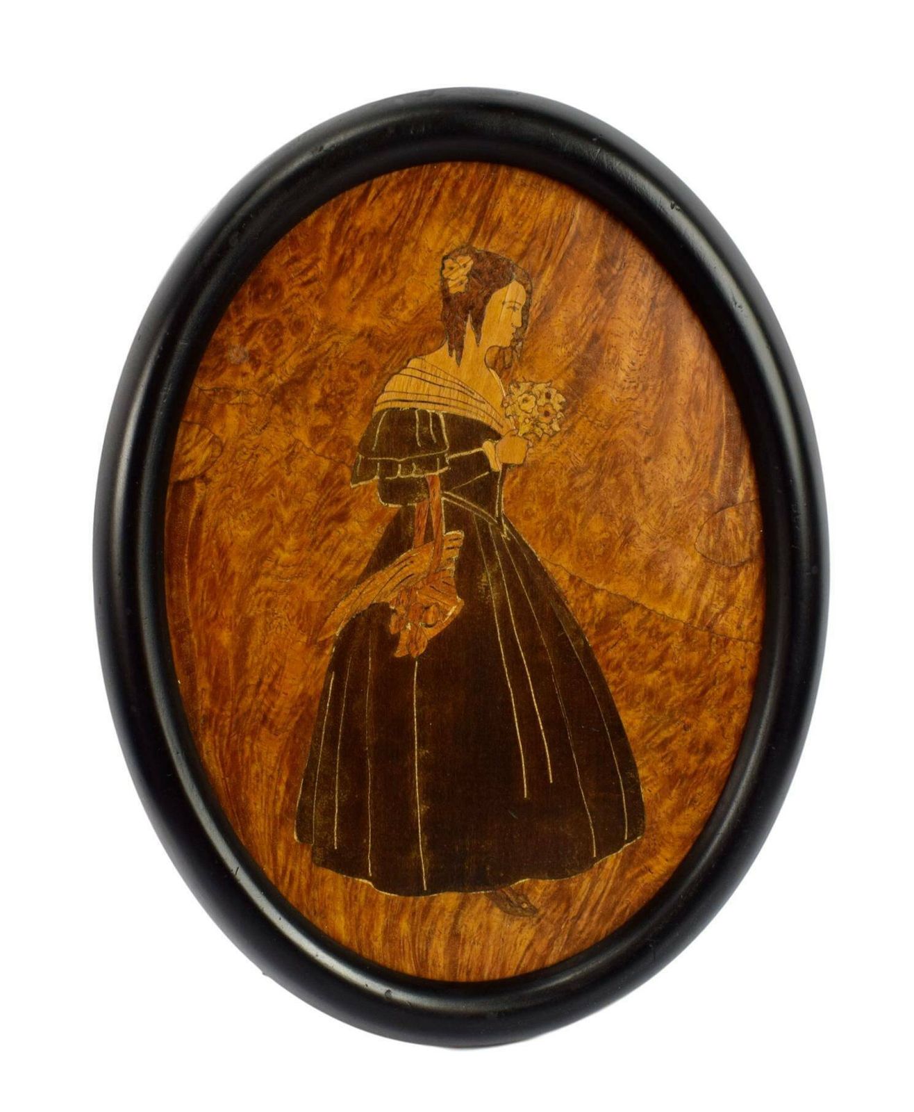 Antique French Pair Of Wooden Marquetry Wall Medallion Noble Lady And Nobleman photo furniture