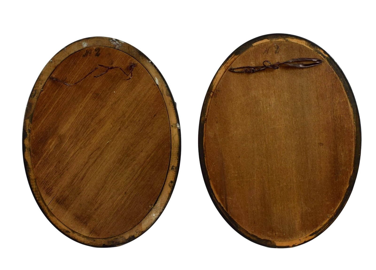 Antique French Pair Of Wooden Marquetry Wall Medallion Noble Lady And Nobleman photo buy