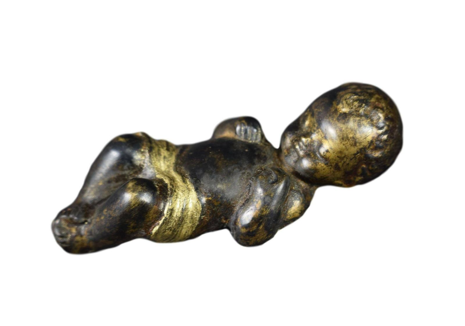 Rare French Antique 19th Bronze Jesus Christ Baby Crib Christmas photo for sale