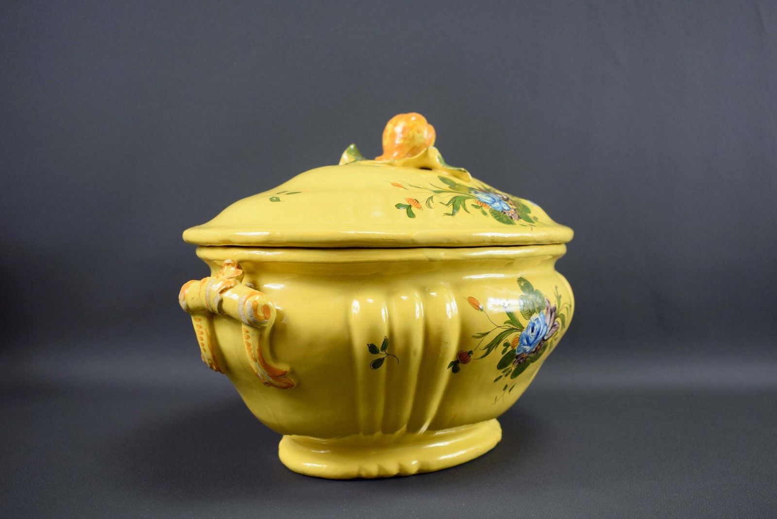 Vintage Yellow Hand Painted Montpellier Ceramic Lidded Tureen Provence photo Home Decor