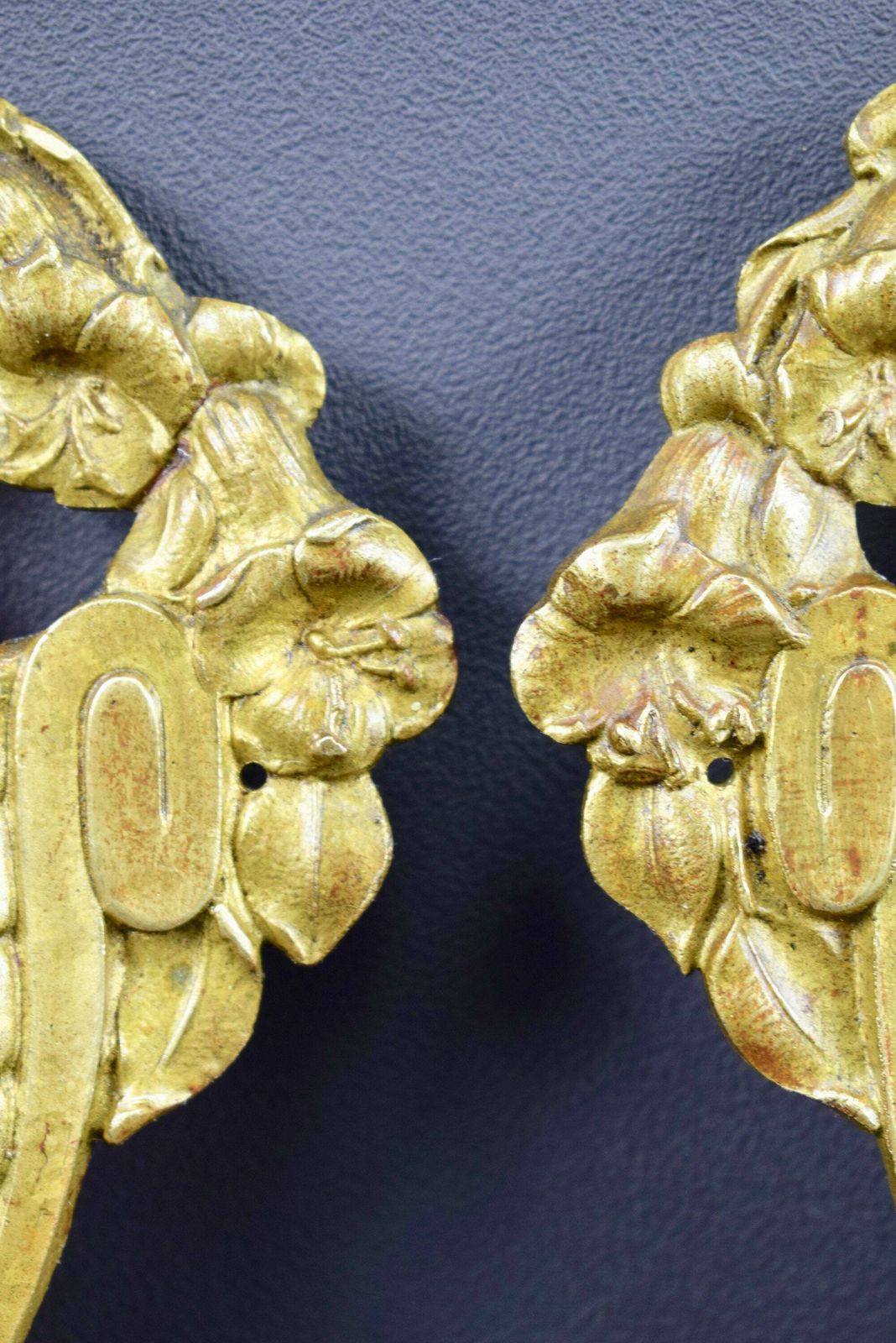 French Pair Of Art Deco Bronze Petite Pediments Furniture Mount Hardware photo Home Decor