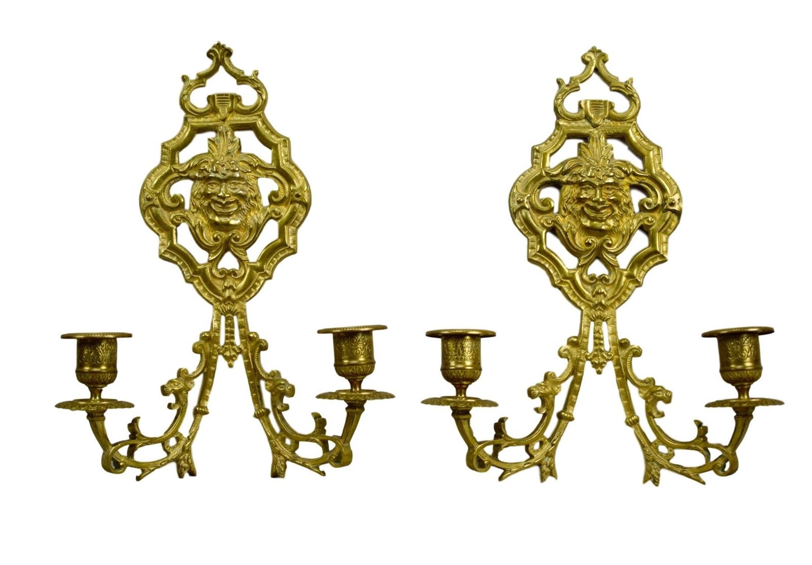 French Antique Pair Of Gilded Bronze Wall Sconce