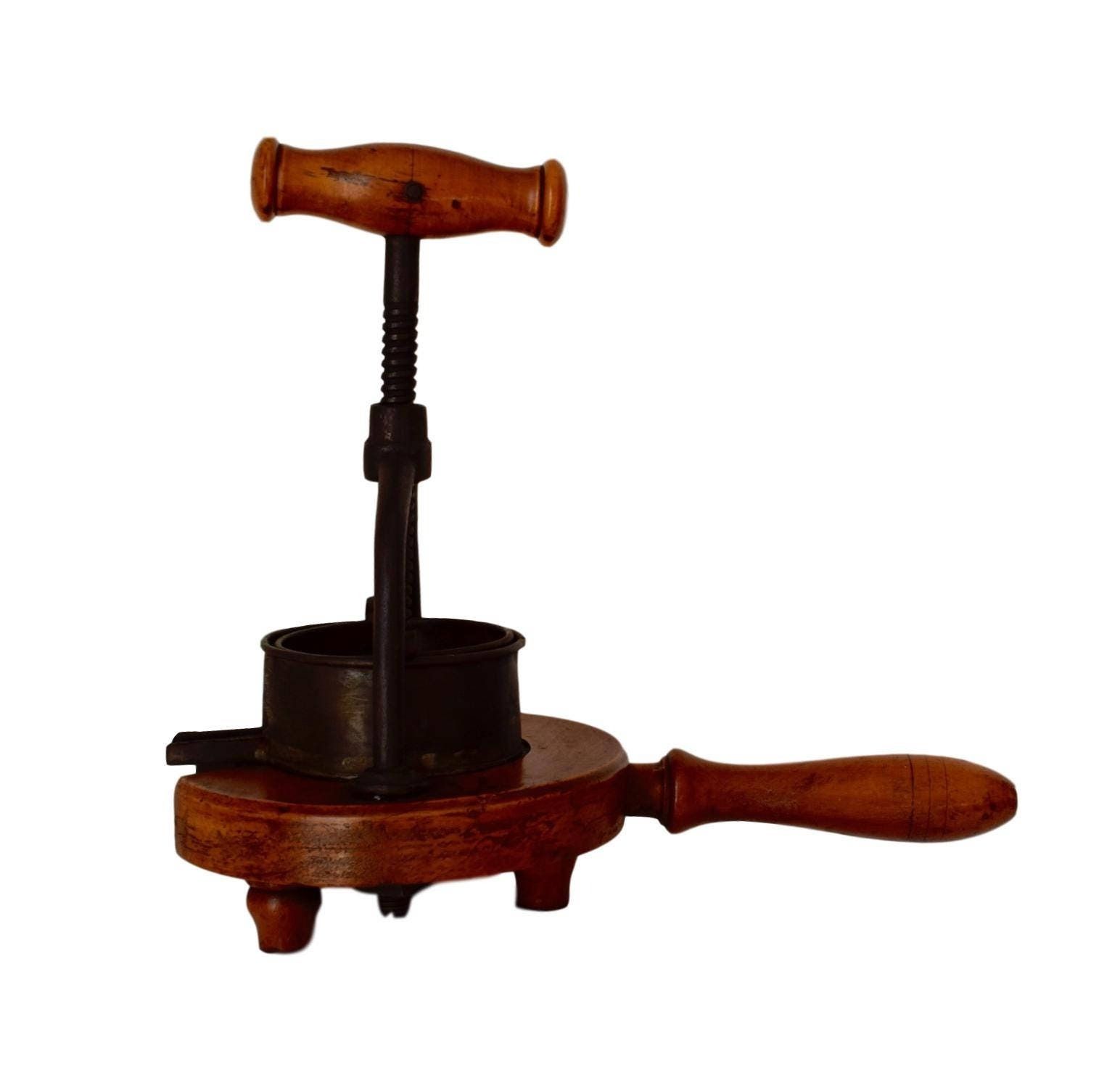 French Antique Wood Iron Meat Food Press 19th