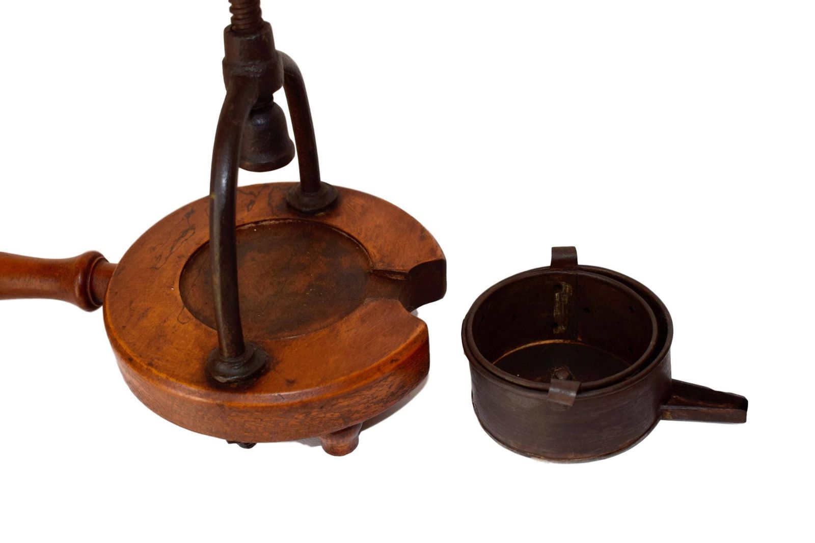 French Antique Wood Iron Meat Food Press 19th photo 249.0