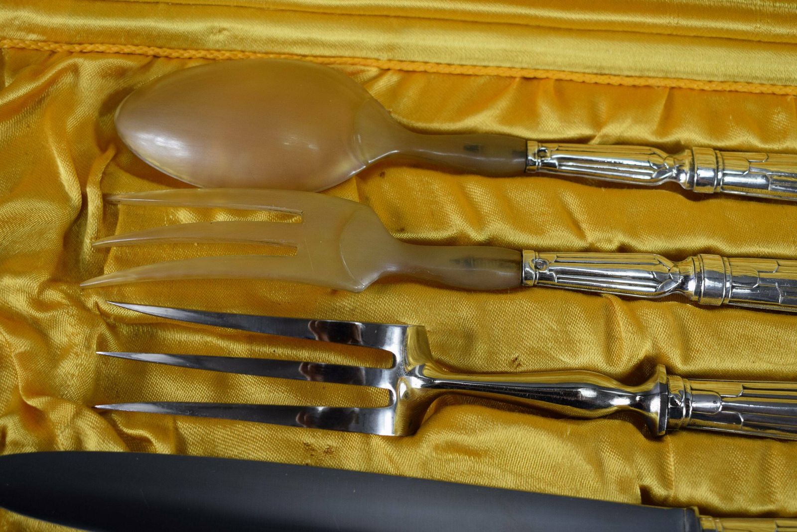 Vintage French Antique Box Of 4 Solid Silver Art Deco Cutlery Sets photo Home Decor