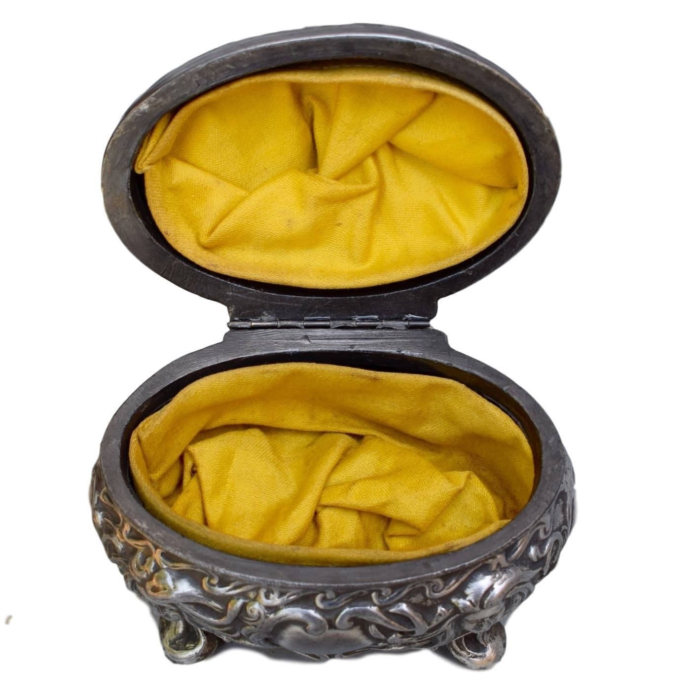 French Antique Art Nouveau Silver Casket Box   Woman Faces Box   Wmf Style Jewelry Case   Ornate Lidded Box photo for sale