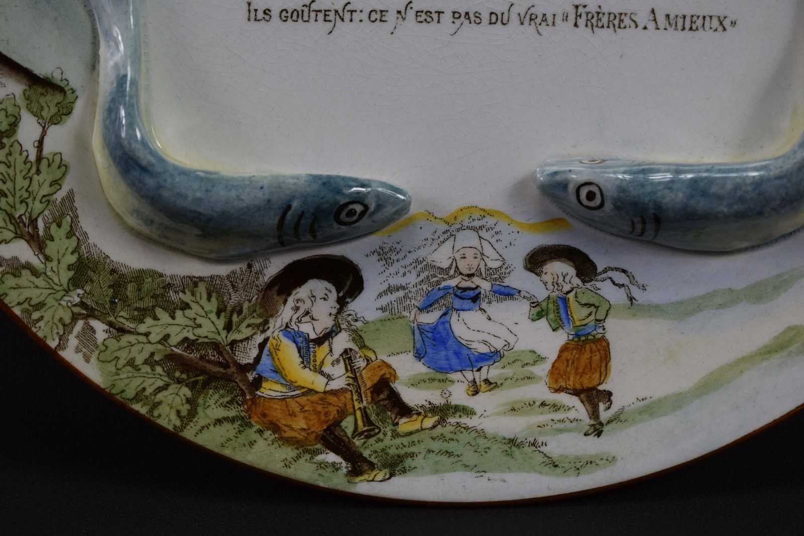 Vintage France Antique Majolica Advertising Plate photo Home Decor
