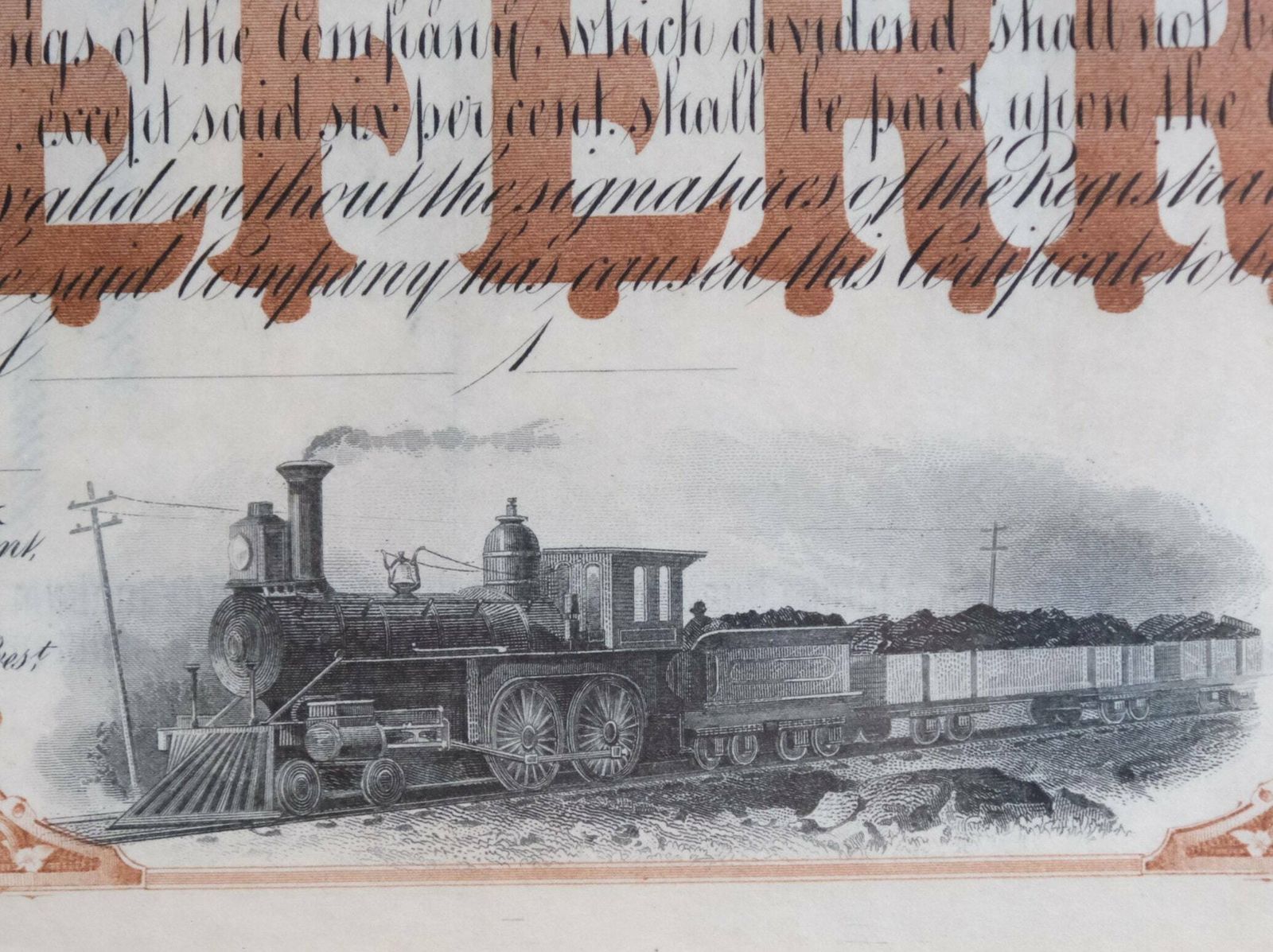 photo furniture Antique Railroad Stock Certificates 1904 | Chicago Eastern Illinois Railway | Framed  Scripophily | Steam Train Wall Art |