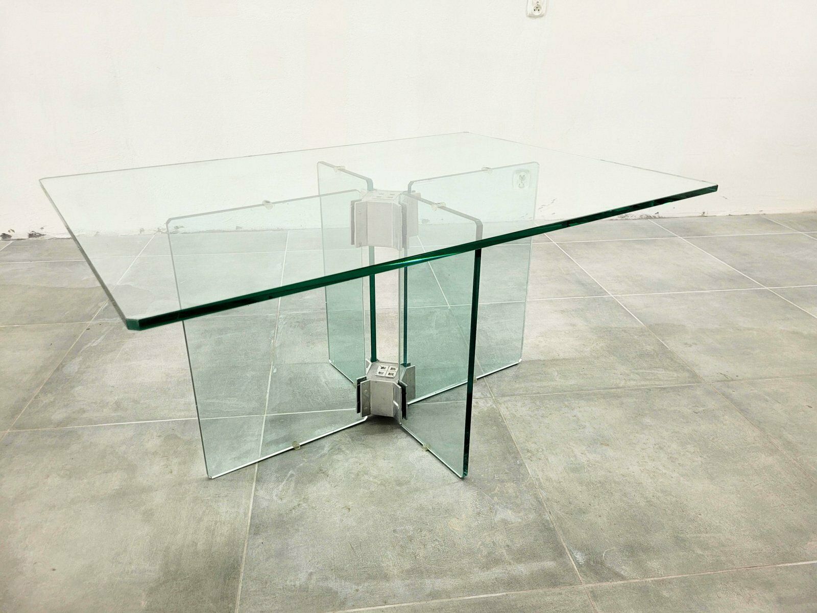 Vintage Glass Coffee Table Attributed To Peter Ghyczy, 1970s photo vinterior
