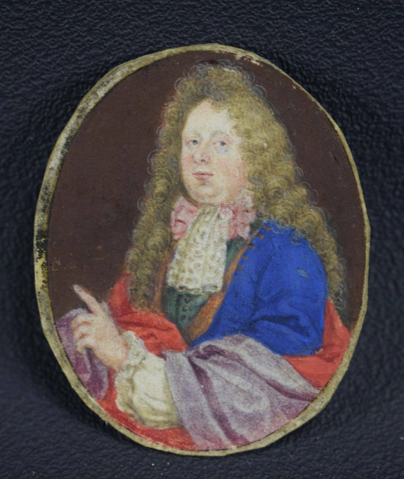French Antique Miniature Painting On Paper Nobleman 18th 19th Century photo 302.0