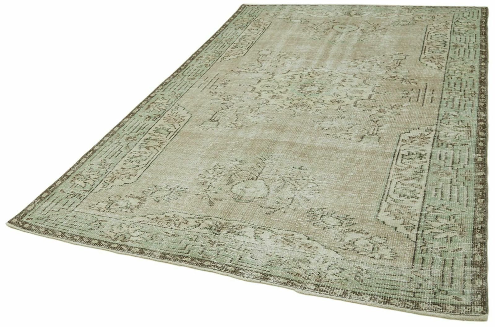 6x9 Beige Turkish Vintage Area Rug   41803 photo for sale