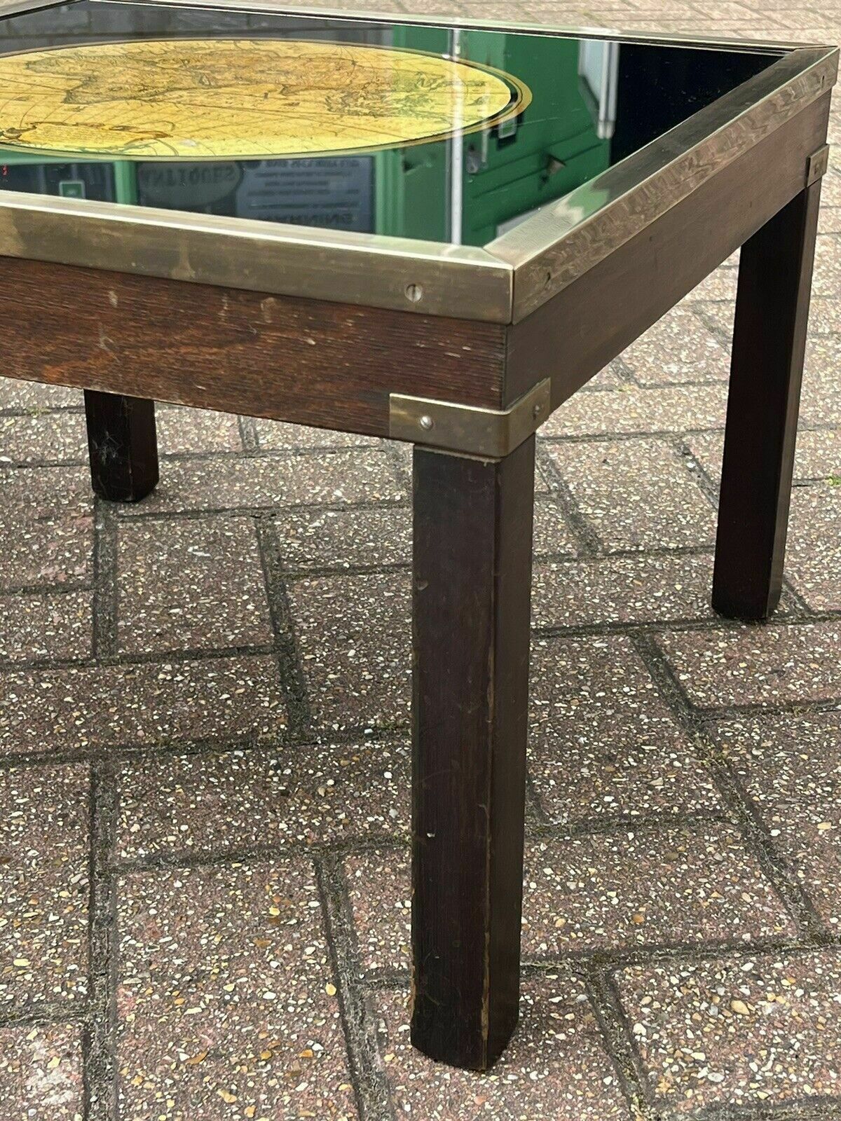Furniture Pair Of Military Style Brass Bound Map Coffee Tables, Lamp Tables, Side Tables photo