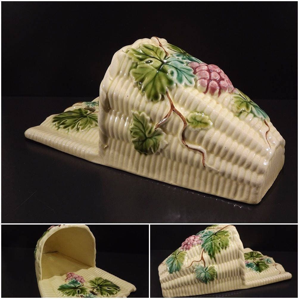 French Antique Salins Majolica Wall Pocket photo for sale