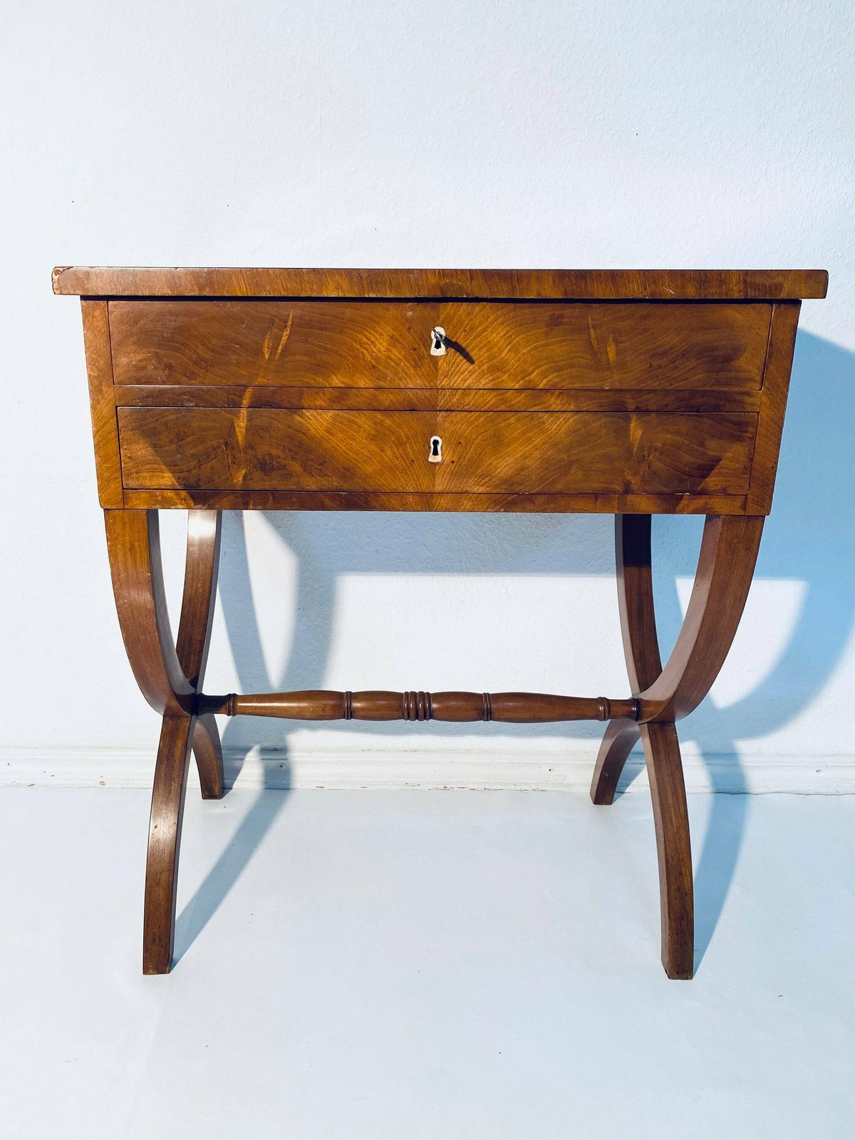 Antique Biedermeier Wooden Sewing Table Writing Desk / 1830s Furniture photo furniture