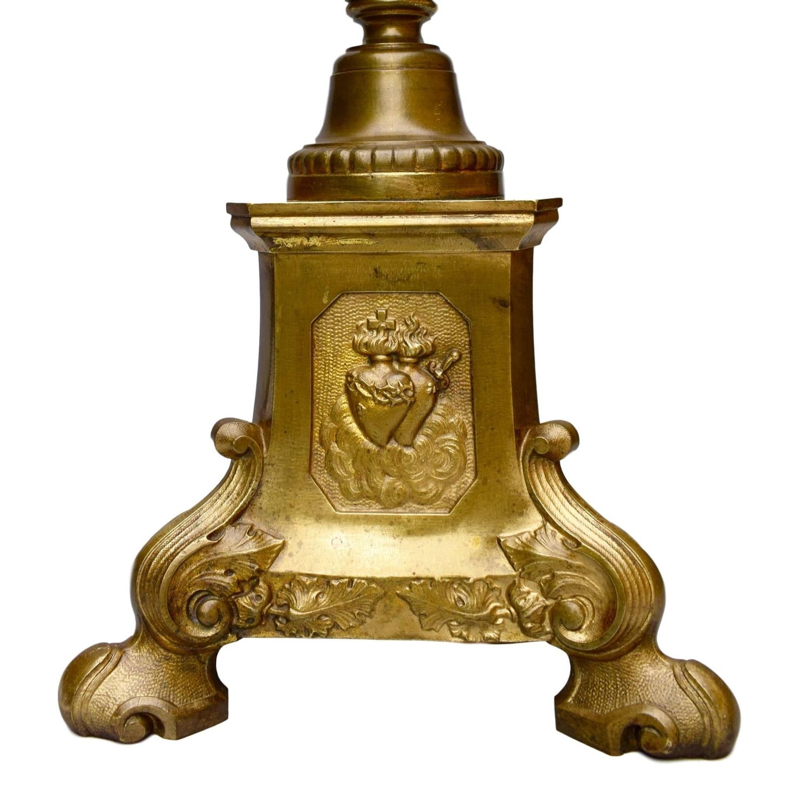 32" High French Antique Religious Church Candlestick Ormolu Bronze Candelabra photo 426.0