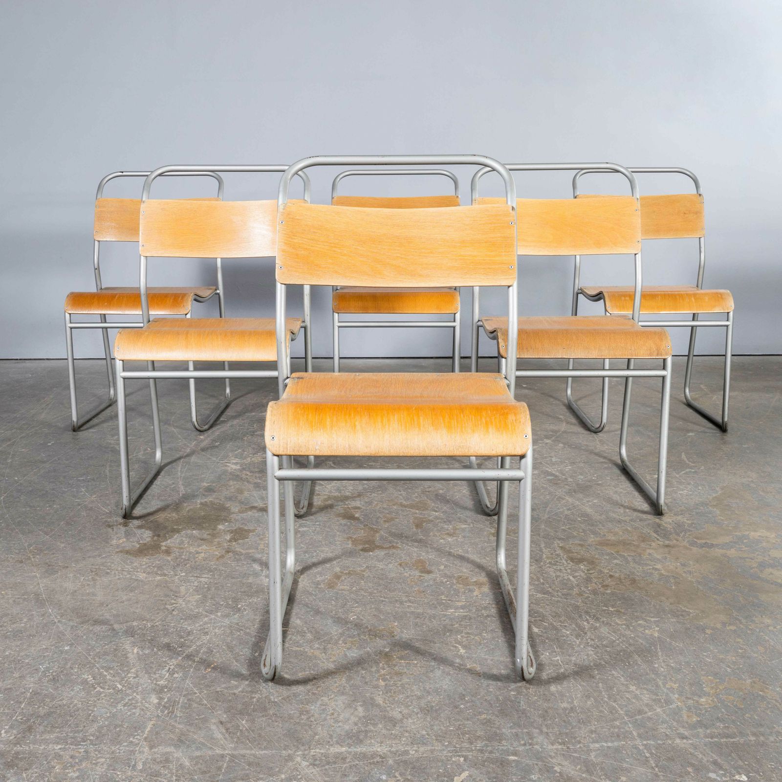102.0 1950’s Pel Tubular Grey Metal Dining Chairs photo