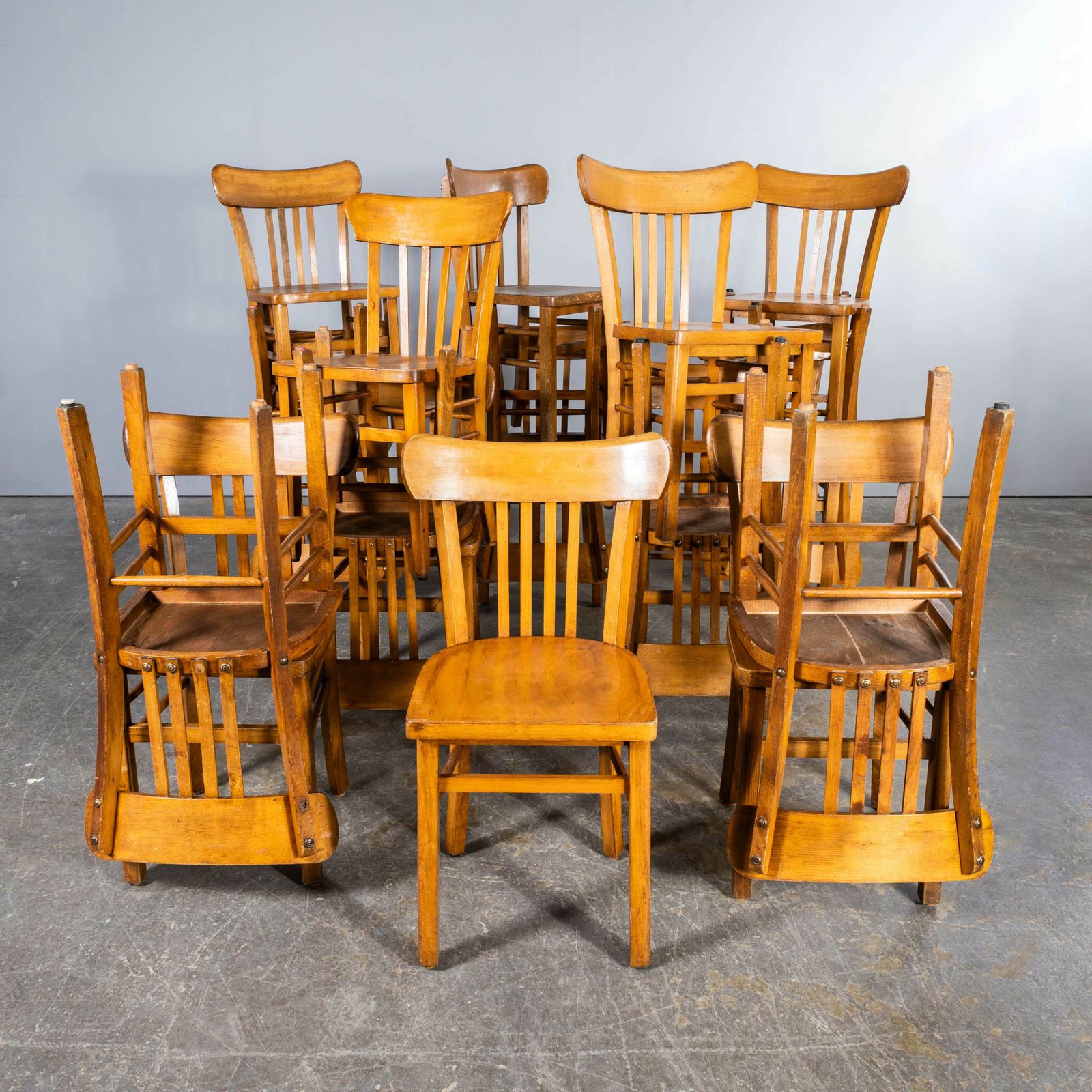 1950’s Luterma Honey Oak Bentwood Grill Back Dining Chair