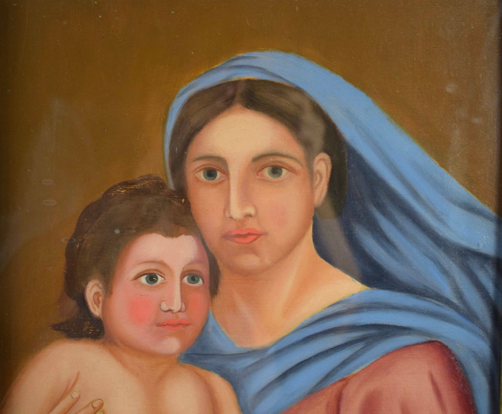 Antique French Oil Painting Italian Madonna And Child photo furniture