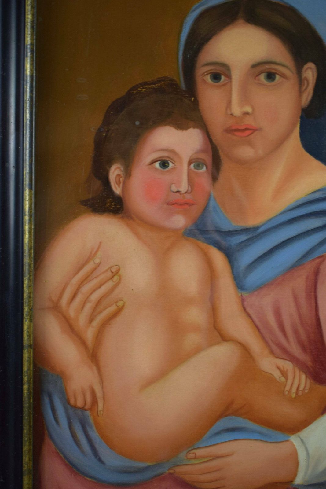 Antique French Oil Painting Italian Madonna And Child photo 444.0