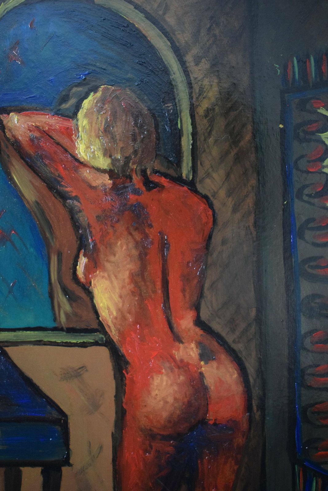 French Oil Painting On Board, Nude Woman photo for sale