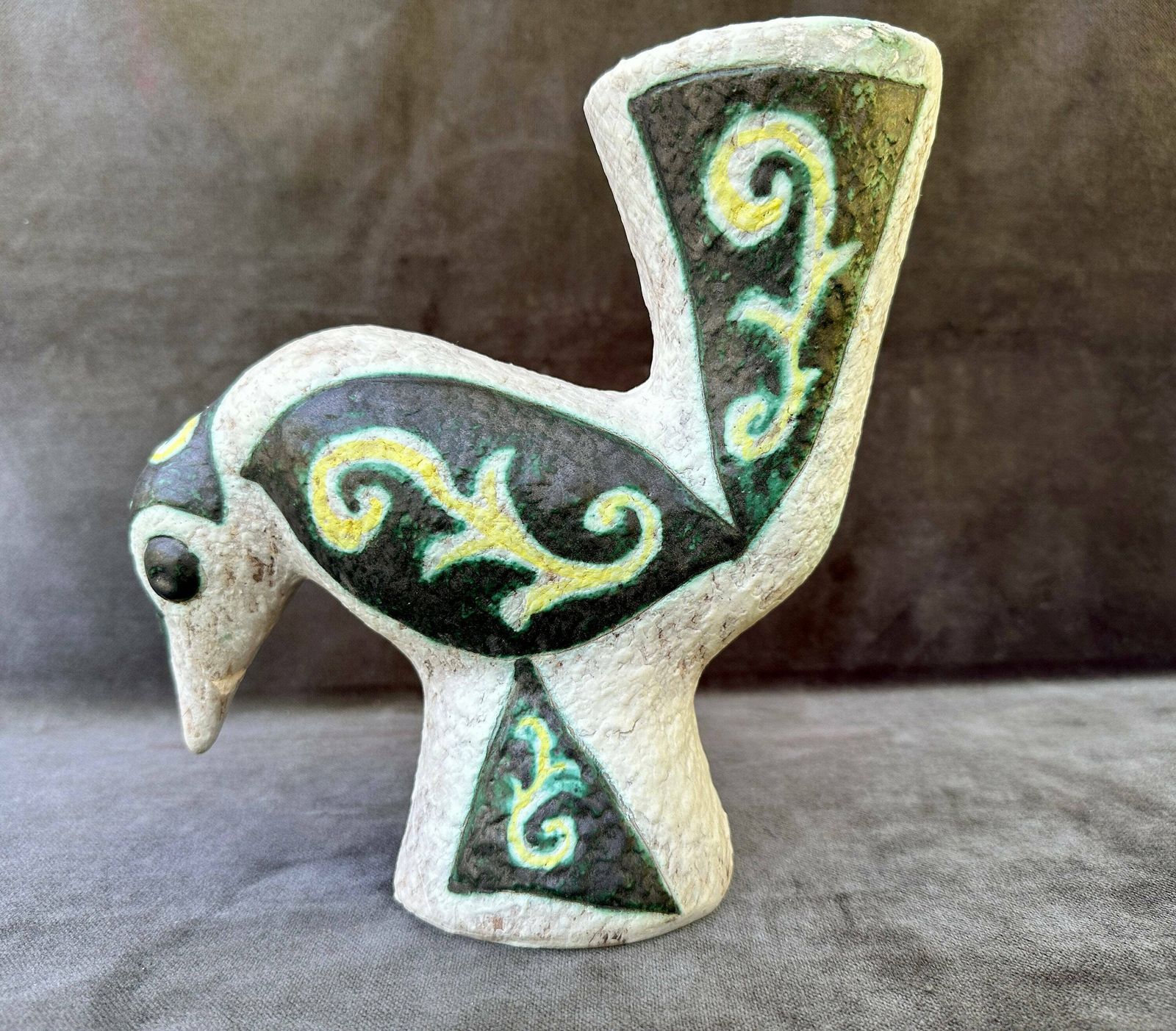 French Antique Vallauris Bird Ceramic Vase By Jacques Sagan 20th Century photo for sale
