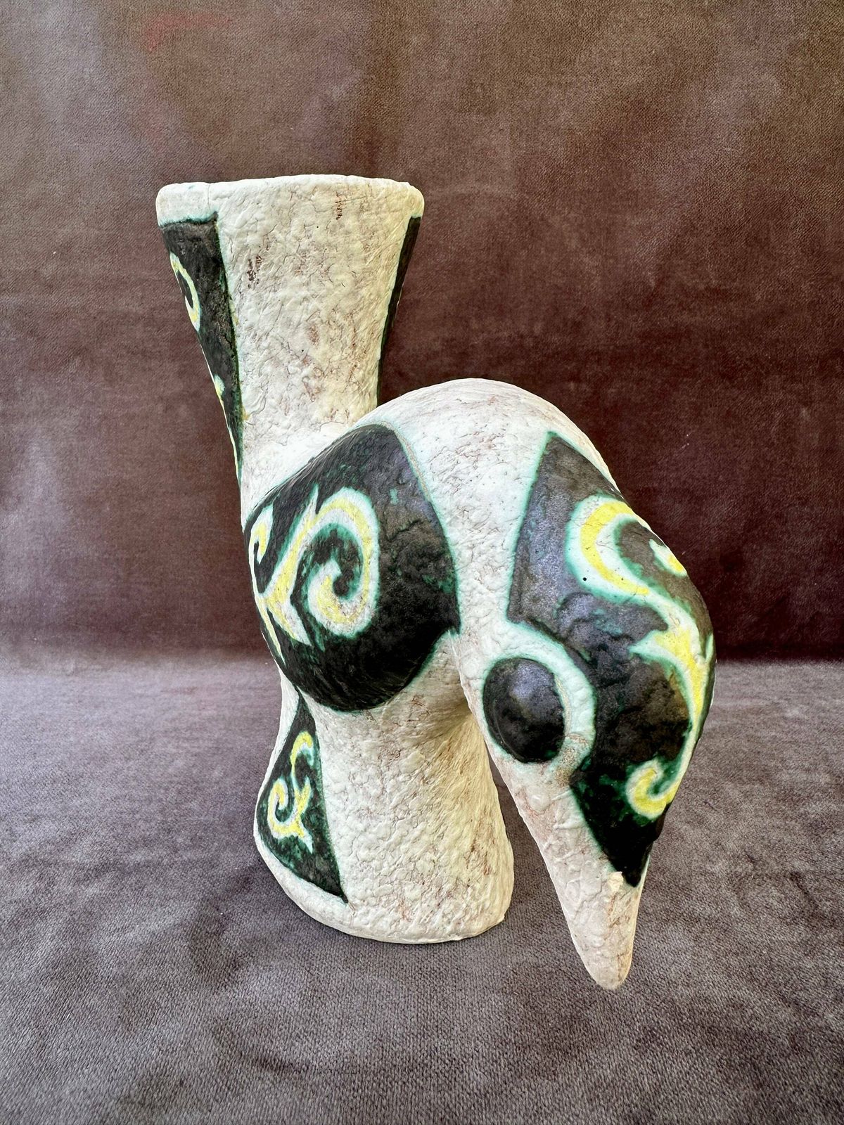 French Antique Vallauris Bird Ceramic Vase By Jacques Sagan 20th Century photo 488.0