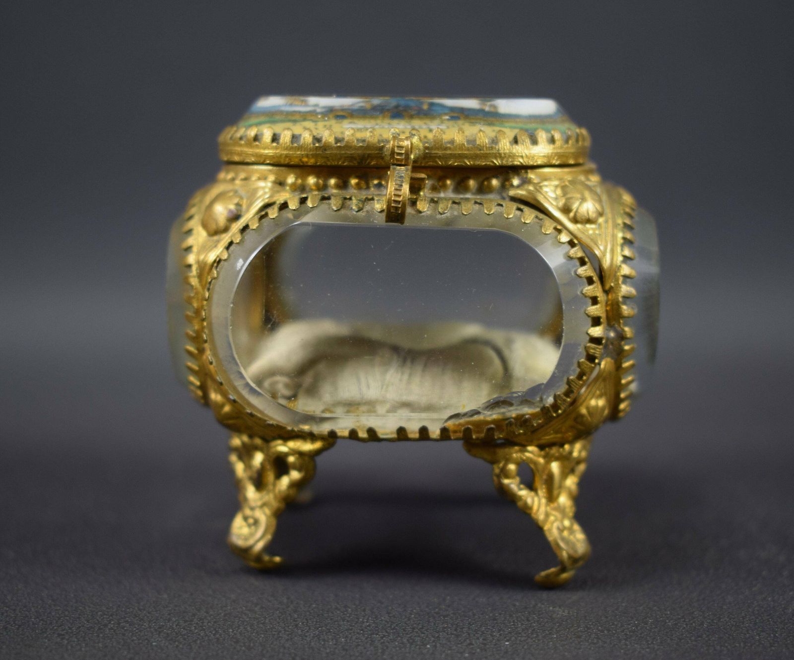 French Antique 19th.C Eglomise Casket Box Jewelry Case Souvenir Of Lyon photo Home Decor