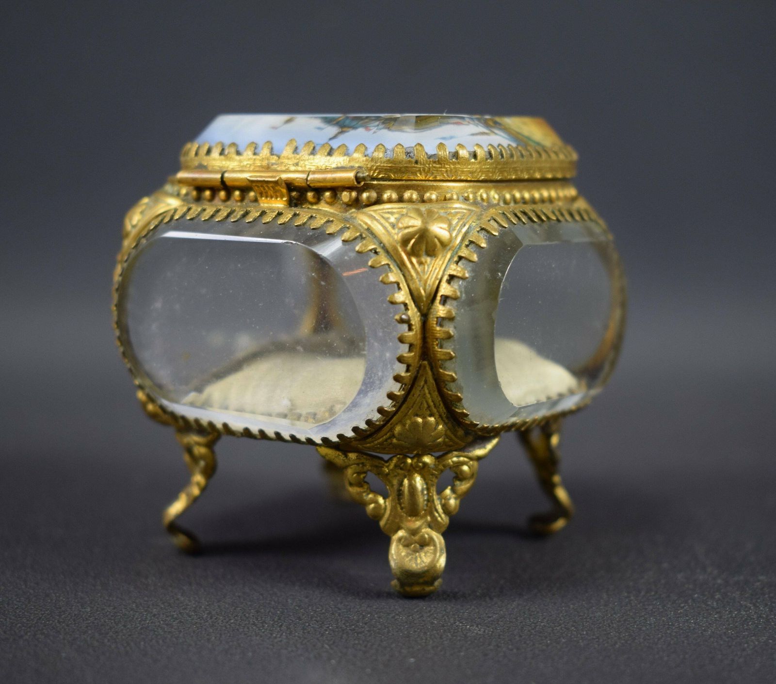 French Antique 19th.C Eglomise Casket Box Jewelry Case Souvenir Of Lyon photo vinterior
