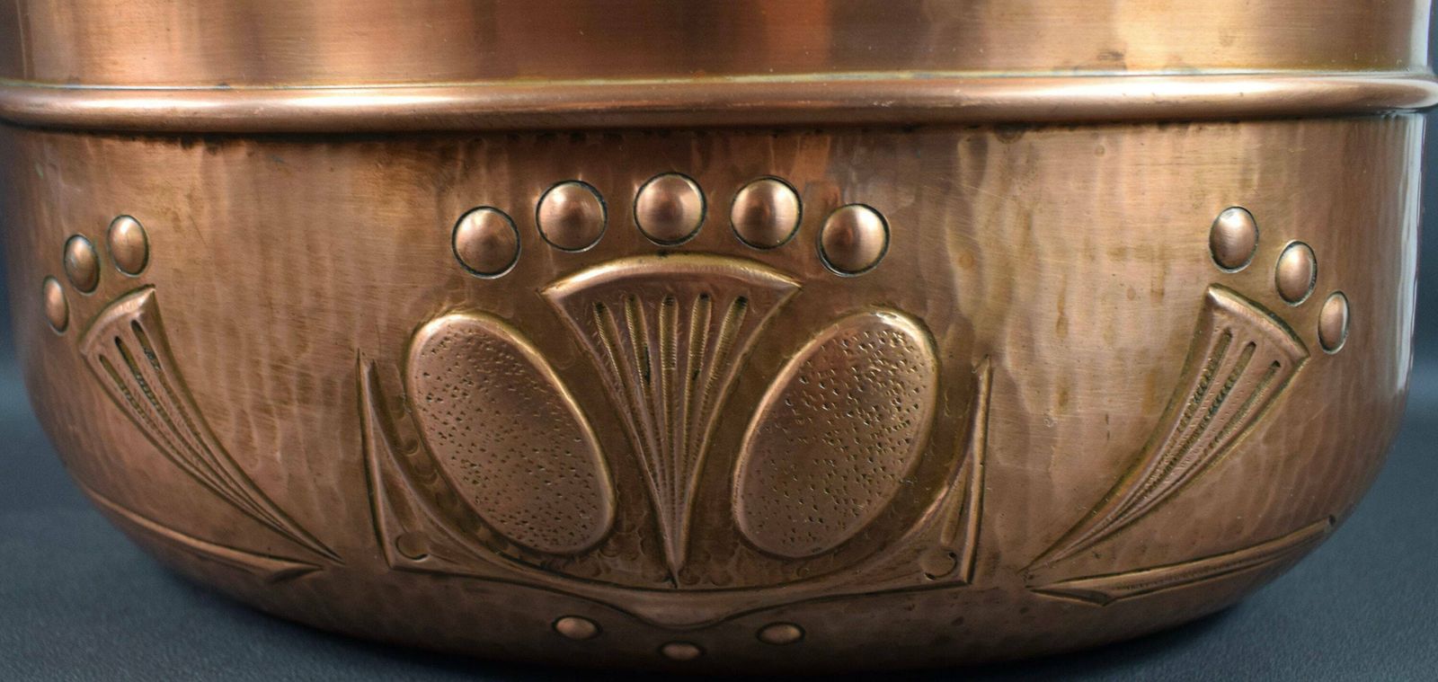 French Art Nouveau Antique Copper Cache Pot Planter photo vinterior