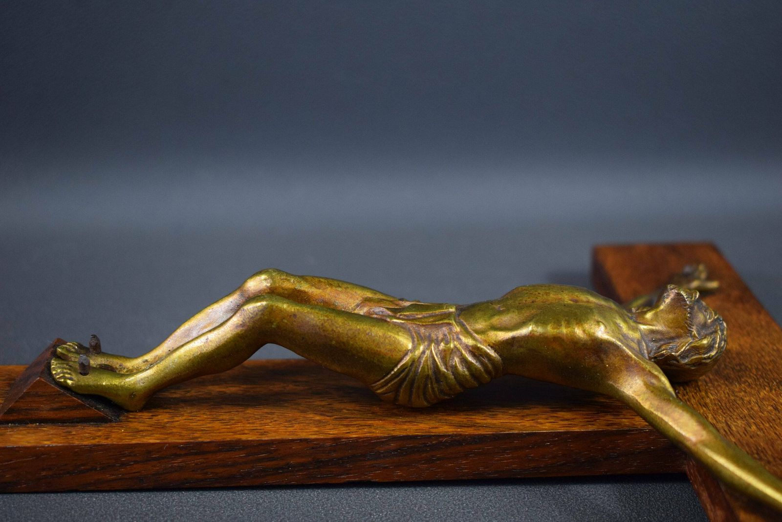 French Antique Large Wall Wood Gilt Bronze Cross Crucifix By Dorlia photo buy