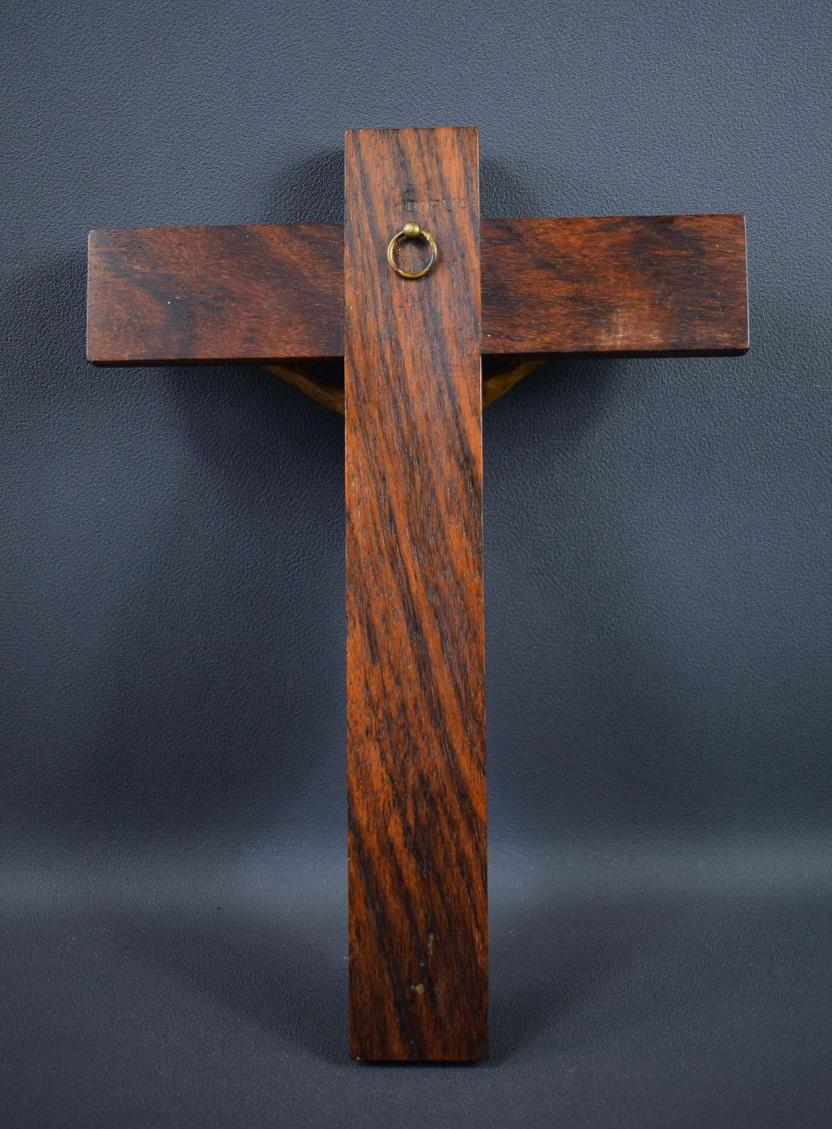 French Antique Large Wall Wood Gilt Bronze Cross Crucifix By Dorlia photo vintage