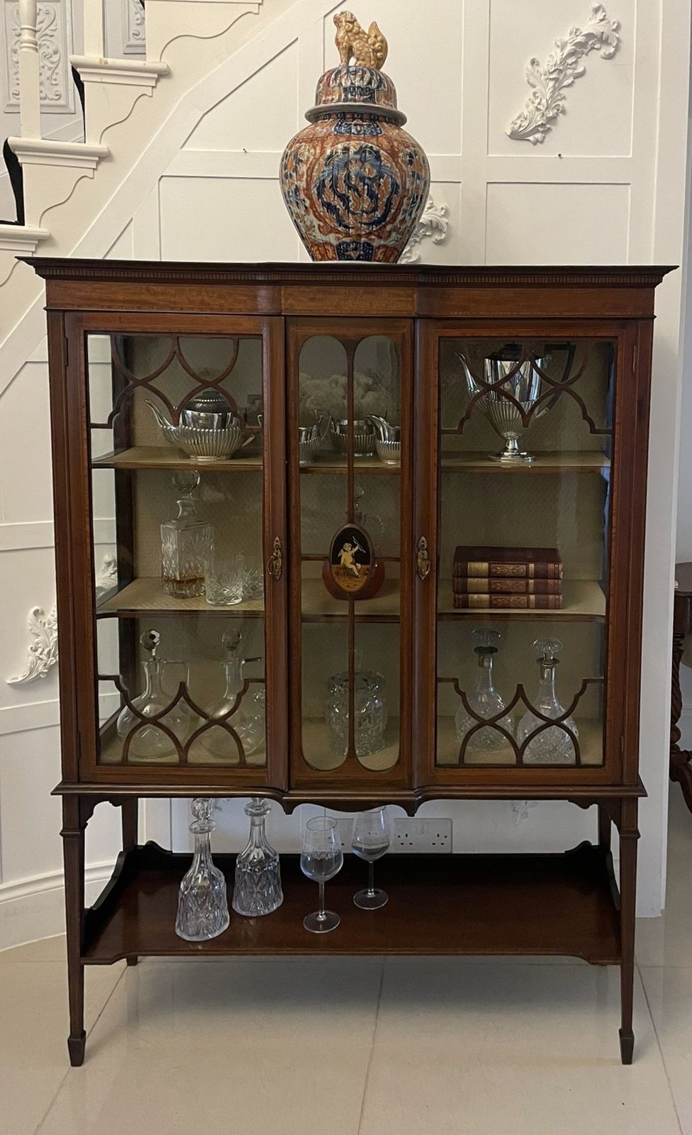 Antique Early 20th Century Superb Quality Inlaid Mahogany Display Cabinet photo 2275.0