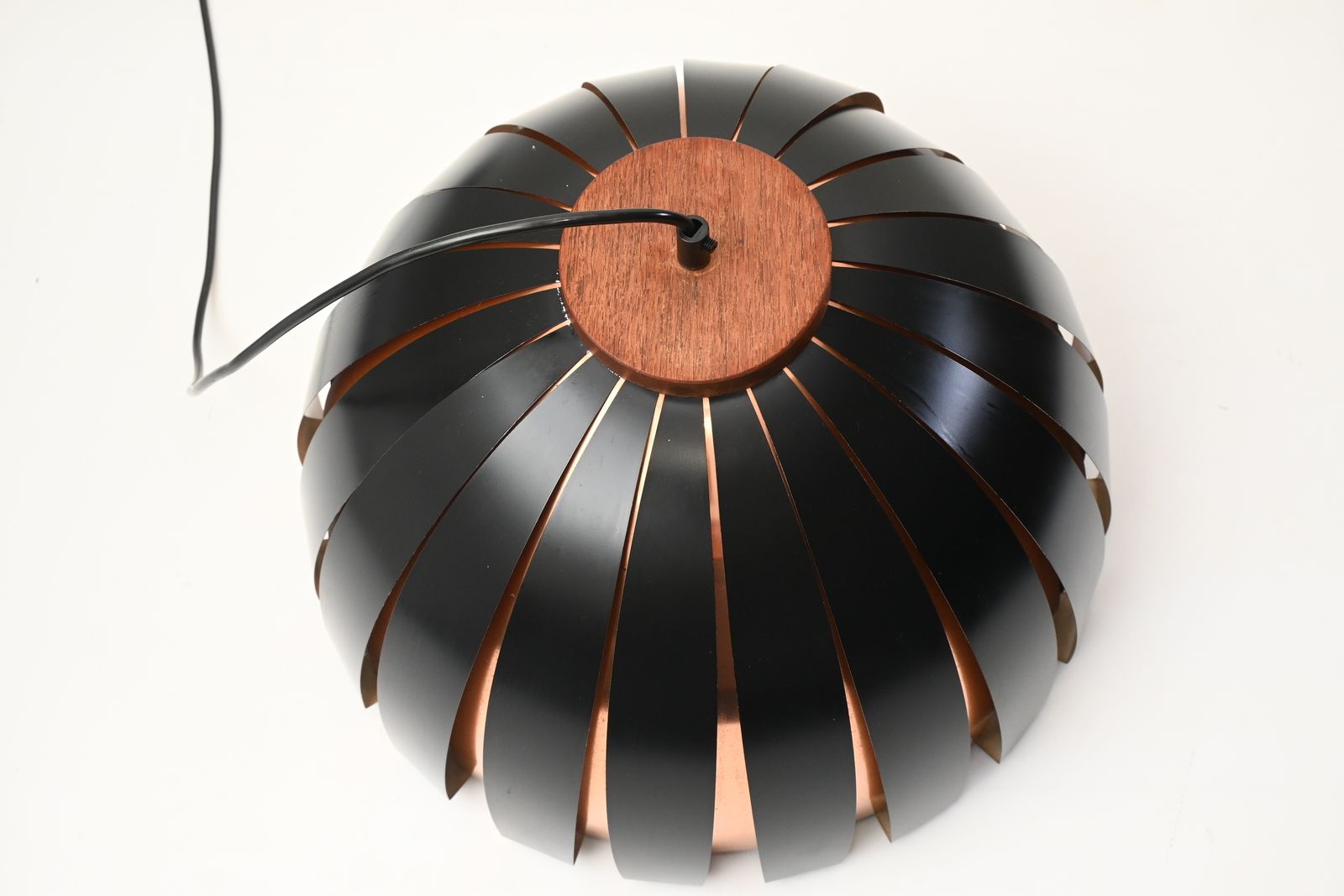 Rare Vintage Fiesta Metal With Wood Pendant / Hanging Lamp By Svend Aage Holm Sørensen, Denmark 1960s photo for sale