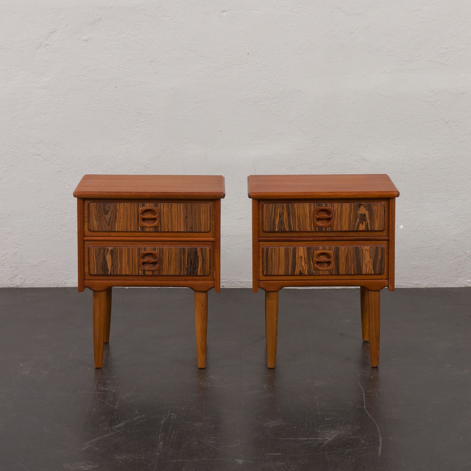 Mid Century Teak Bedside Tables With Rosewood Inlays, Denmark 1960s, Set Of 2 photo 1313.0