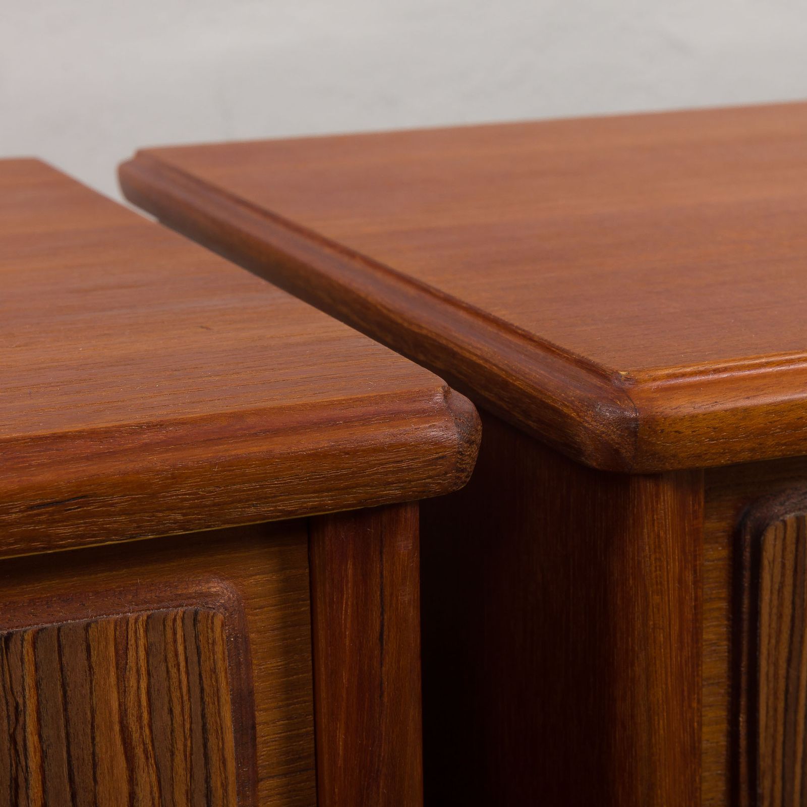 Furniture Mid Century Teak Bedside Tables With Rosewood Inlays, Denmark 1960s, Set Of 2 photo
