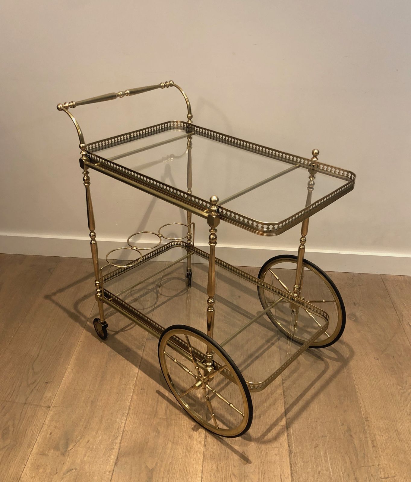 Neoclassical Style Rolling Table In Brass In The Taste Of Maison Jansen photo for sale
