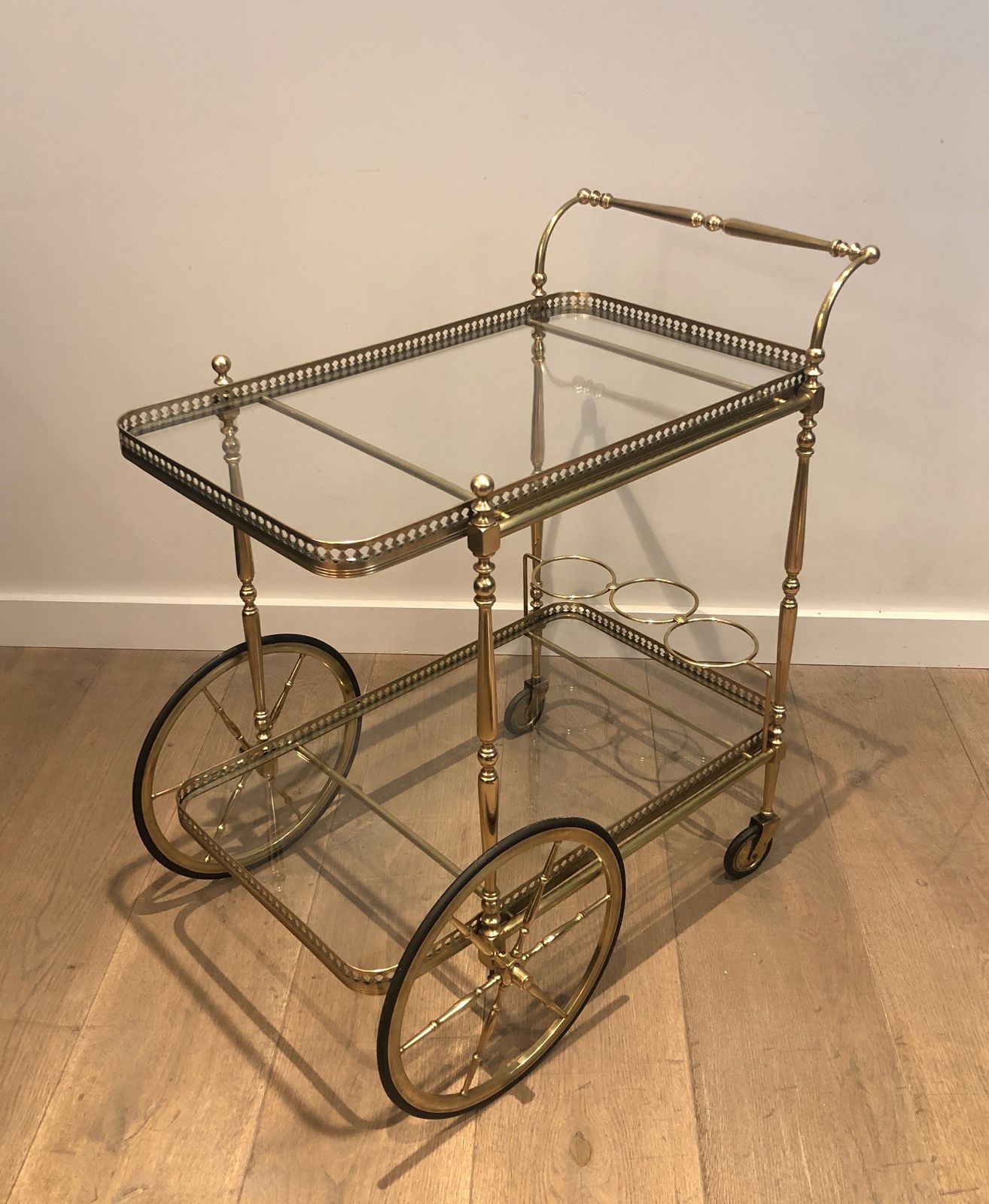 Furniture Neoclassical Style Rolling Table In Brass In The Taste Of Maison Jansen photo