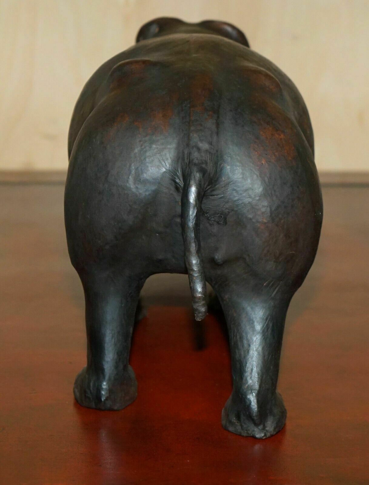 photo furniture Collectable Liberty's London Omersa Brown Leather Hippopotamus Footstool Hippo