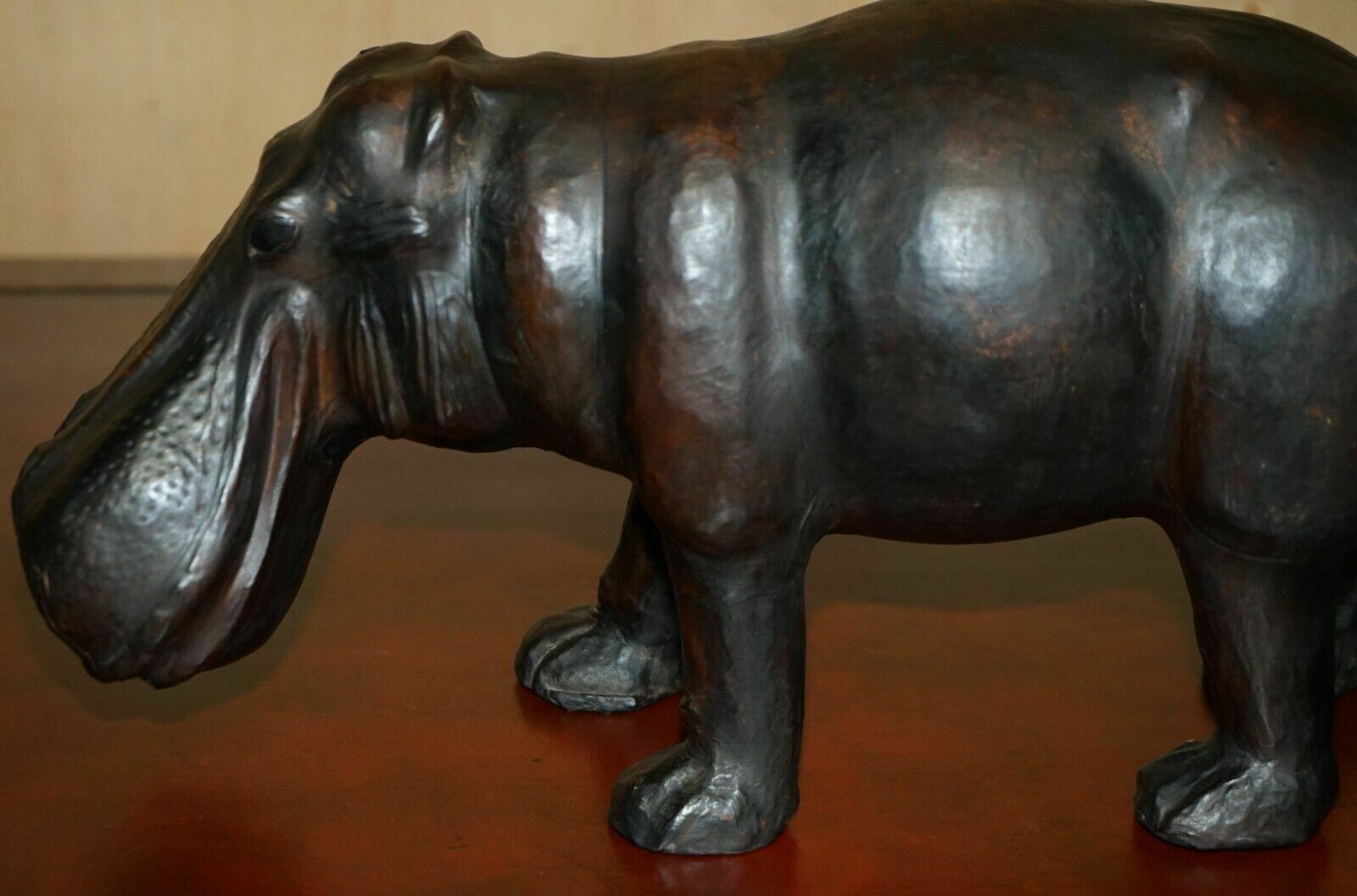 2350.0 Collectable Liberty's London Omersa Brown Leather Hippopotamus Footstool Hippo photo