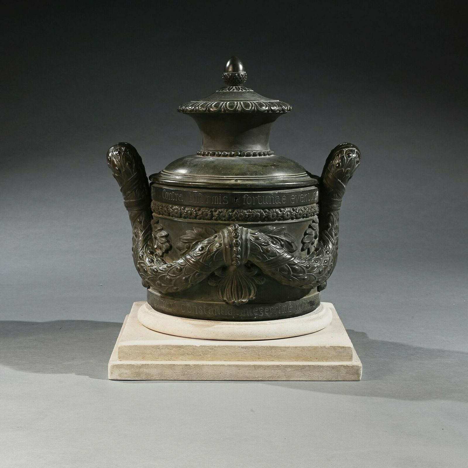 An Extremely Rare Italian Late 18th C Bronze Locking Vessel With Latin Inscription, Possibly With Maritime Associations. photo 3950.0