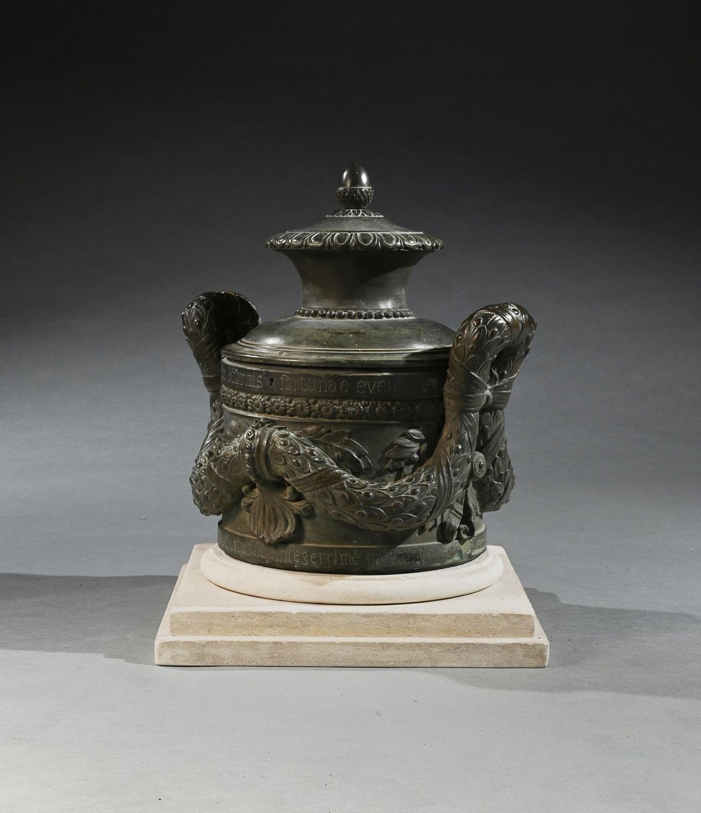 An Extremely Rare Italian Late 18th C Bronze Locking Vessel With Latin Inscription, Possibly With Maritime Associations. photo vintage