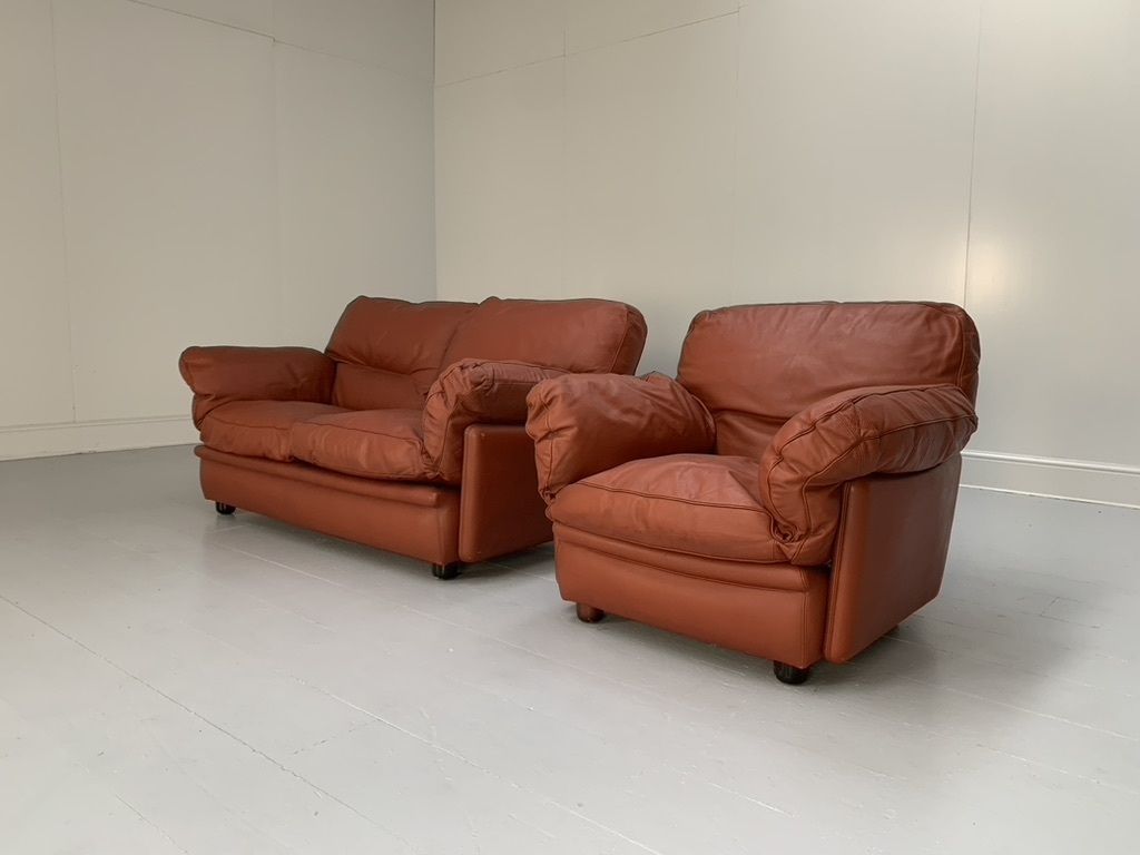 Poltrona Frau “Poppy” 2 Seat Sofa & Armchair – In Buffalo Leather