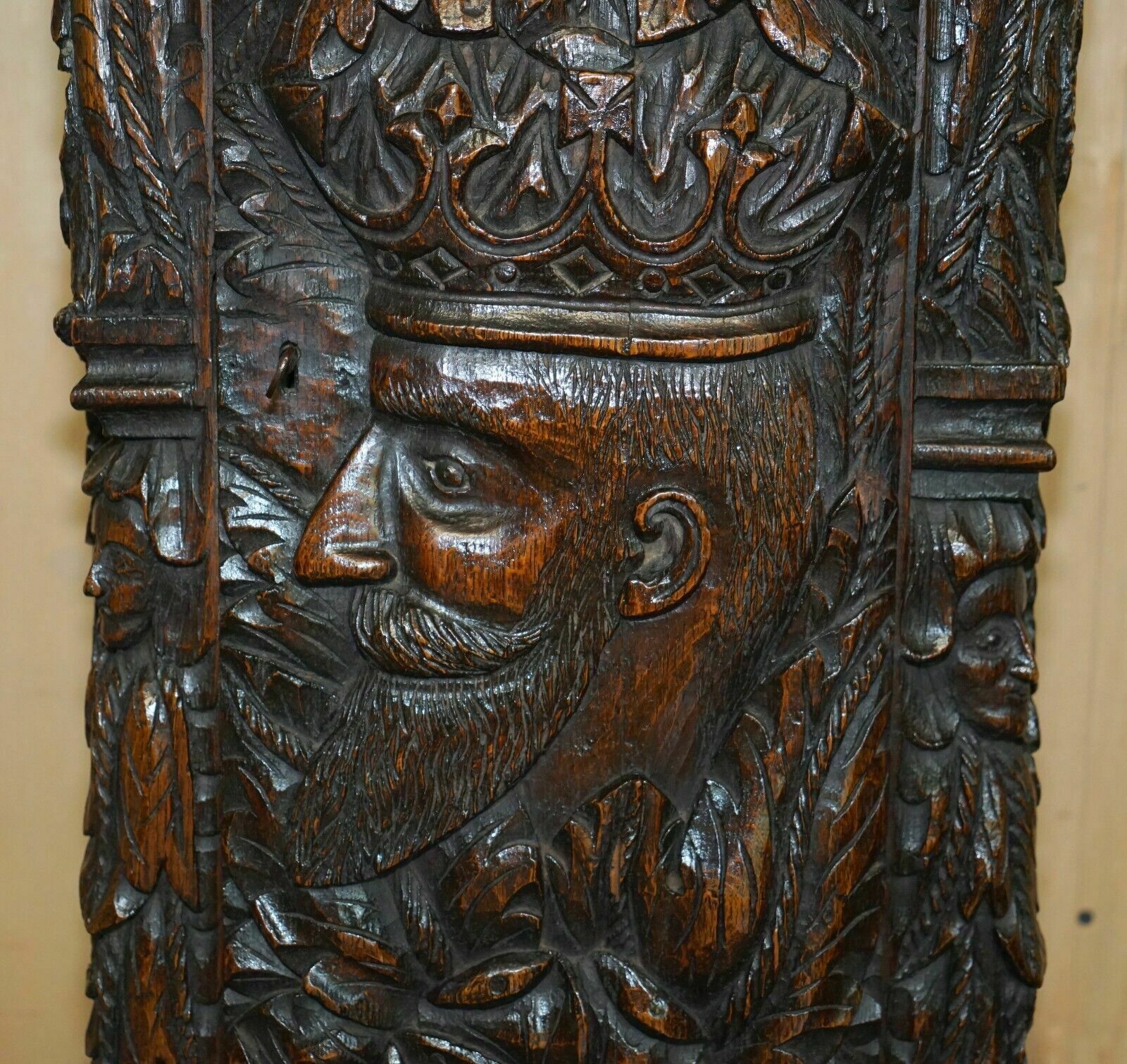 Exquisite Antique Restored Hand Carved Grandfather Clock Case Depicting A King photo buy