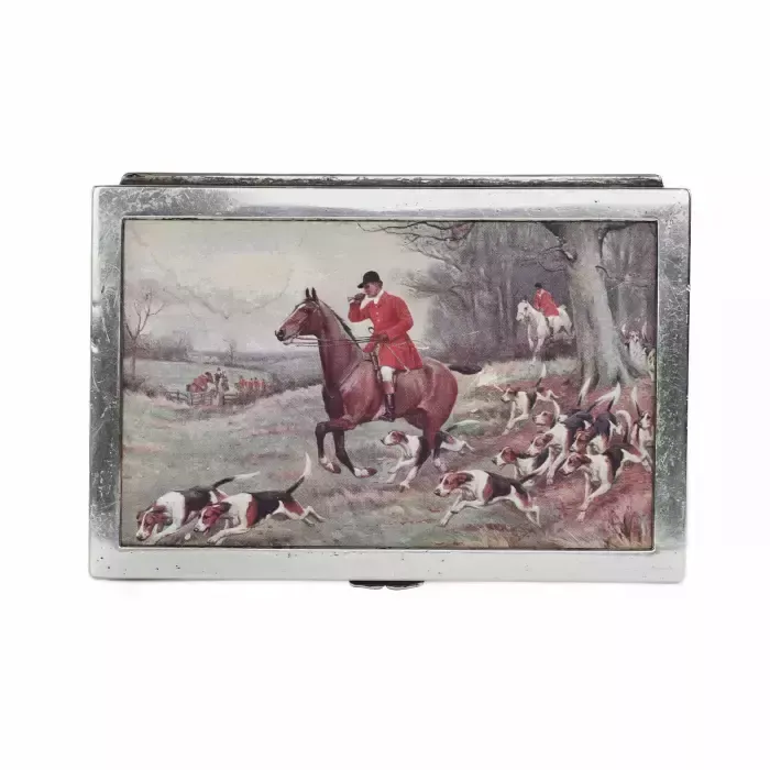 Wooden Box Upholstered With Silver Plated Metal. 20th Century. photo vinterior
