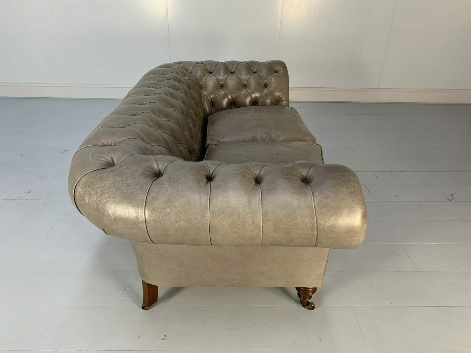 12900.0 Pair Of Beaumont & Fletcher “Grenville” 2 Seat Chesterfield Sofas – In Grey Leather photo