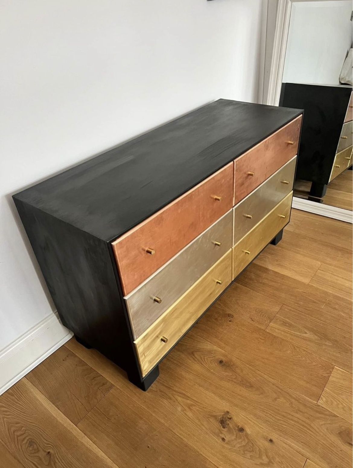 1 Of A Kind, Restored Six Drawer Chest Of Drawers, Brass Clad Drawer Fronts photo Furniture