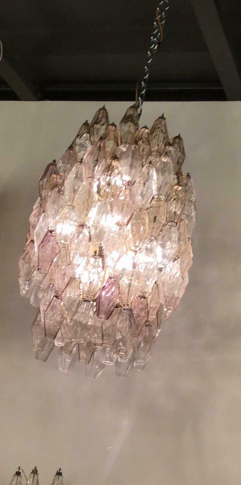 Lighting Venini Chandelier Carlo Scarpa Poliedri 1950 Murano Glass Iron Brass, Italy photo