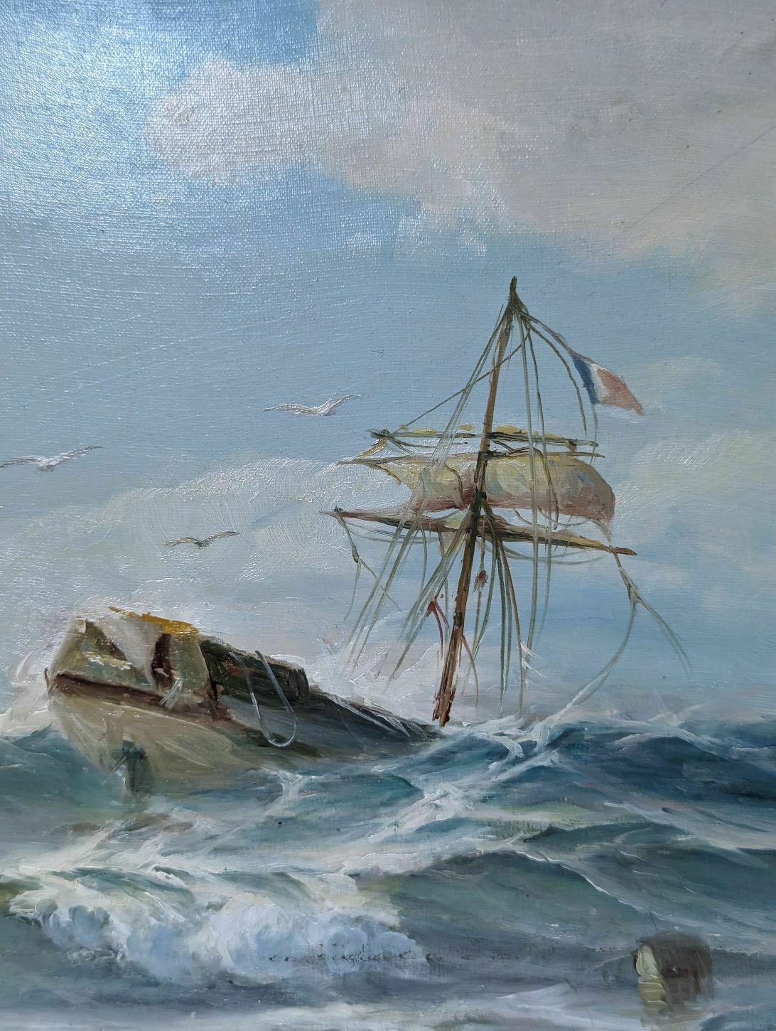 Oil Painting On Canvas Marine By François Gautier (1842 1917) photo furniture