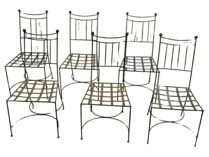 Set Of 6 Wrought Iron Garden Chairs Tino Rossi photo furniture