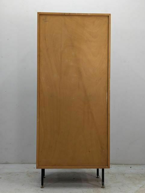 Tall Cabinet 1950 In Oak Veneer With Modular Metal Legs photo 1064.0